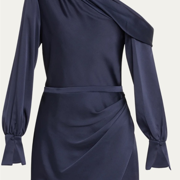 Elegant Navy Blue Off-Shoulder Dress - Picture 3 of 4